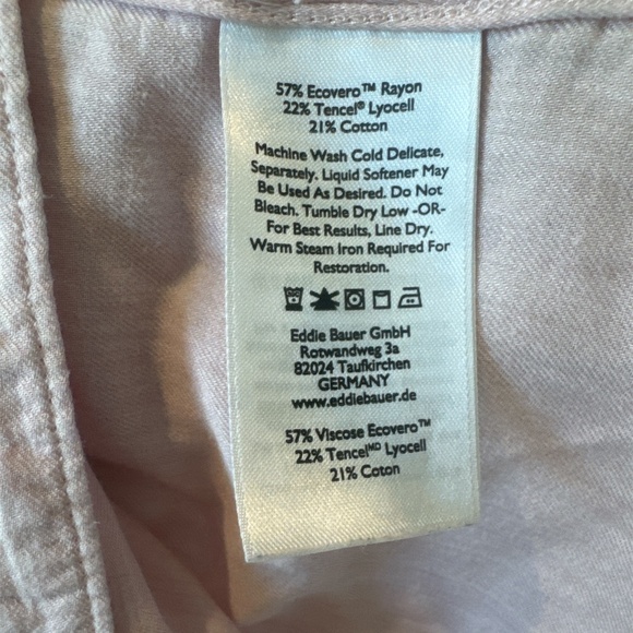 EDDIE BAUER Women Light Pink Button Down Shirt Med Classic Lightweight Viscose - Picture 3 of 5